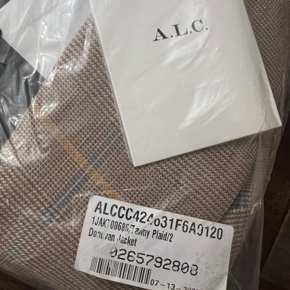 A.L.C. Donovan Linen Blend Jacket | Tawny Plaid Nordstrom Size 2 NWT - Picture 6 of 6